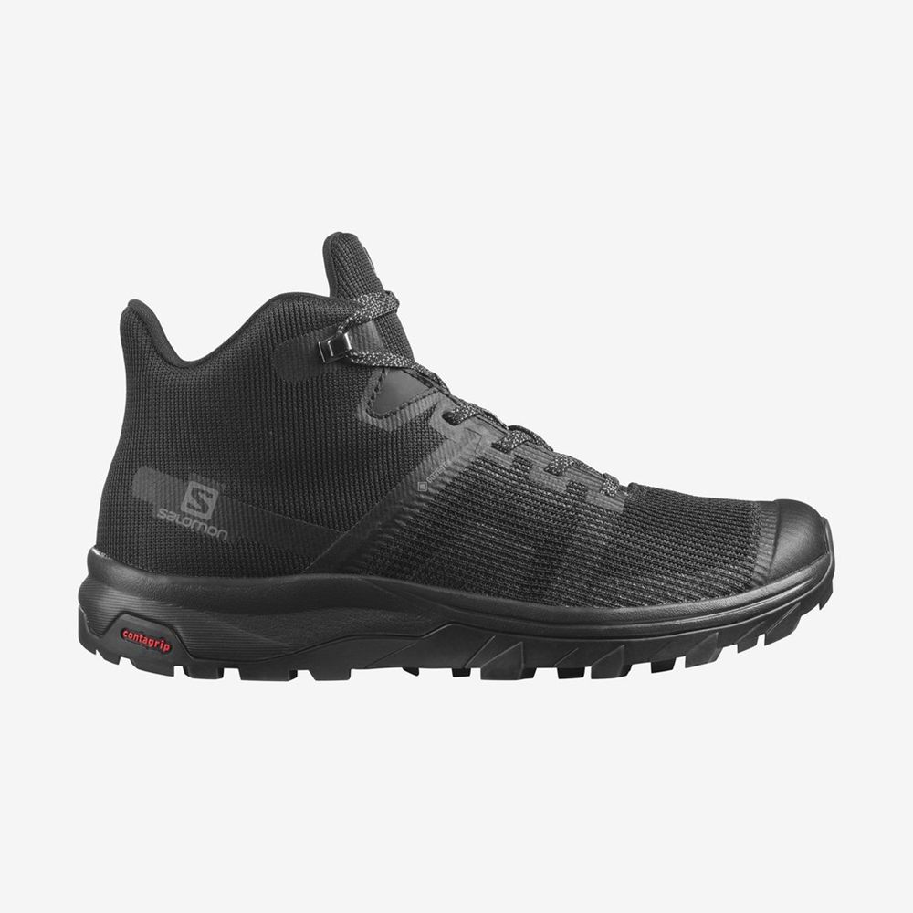 SALOMON OUTLINE PRISM MID GTX Philippines - Women's Hiking Shoes - Black | 236180-UMN